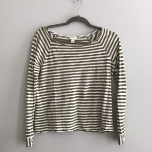J.Crew olive striped long-sleeve tee
